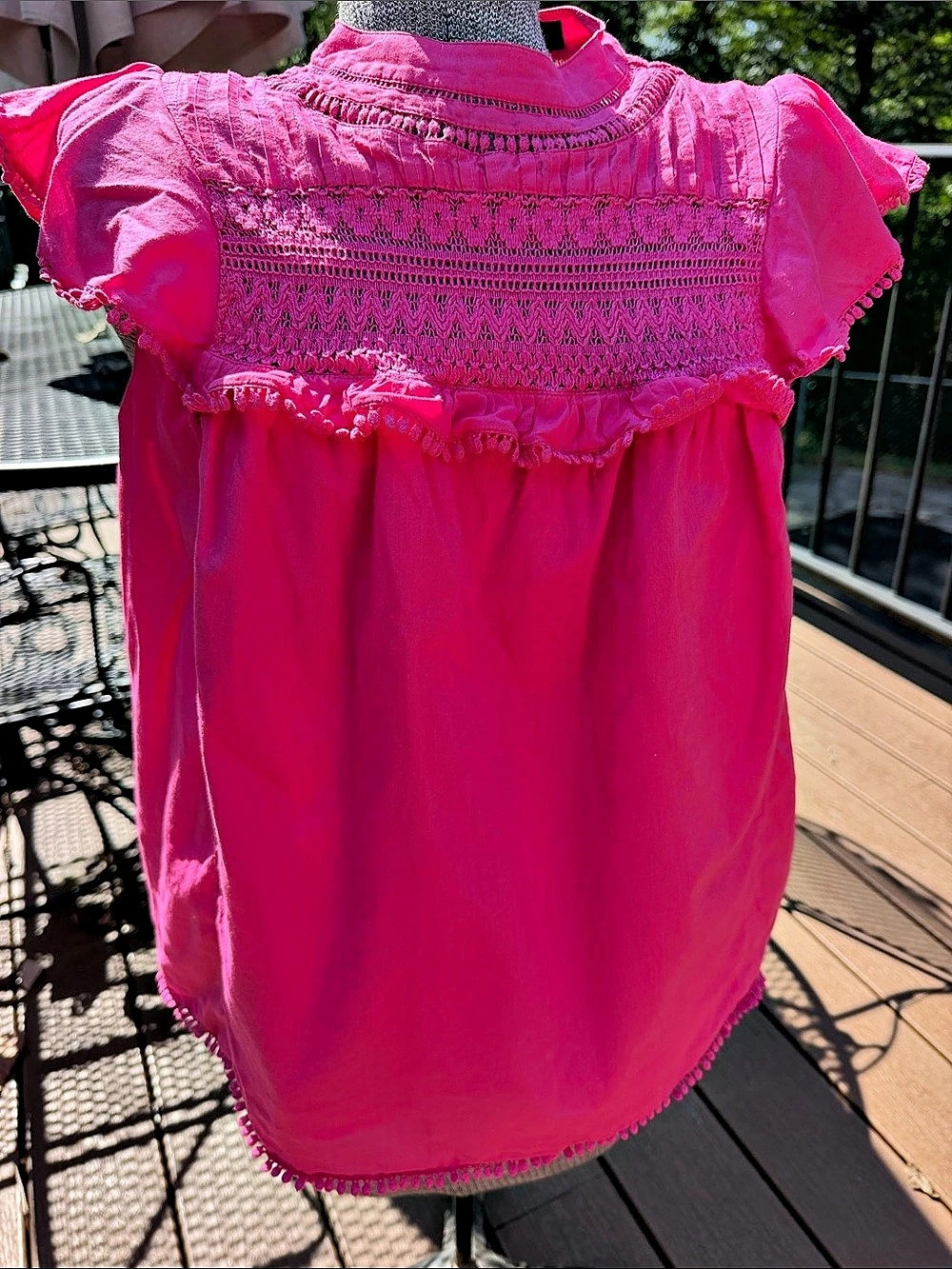 J.Crew Embroidered Pink Blouse Size Large Like New